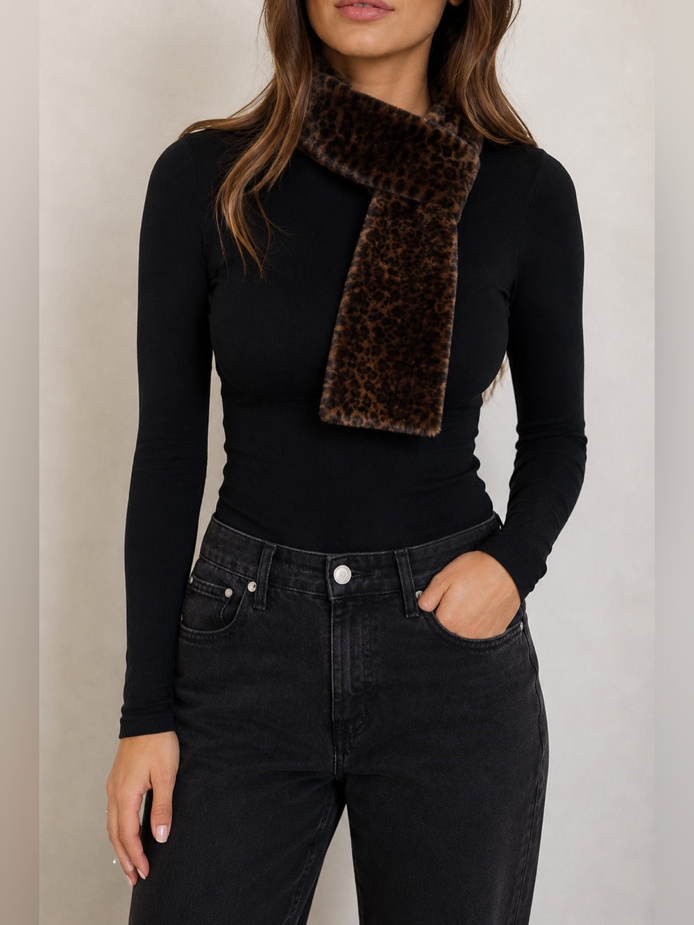 Ben Berger Luxury Collection Leopard Faux Fur Scarf Animal Print Winter Wrap